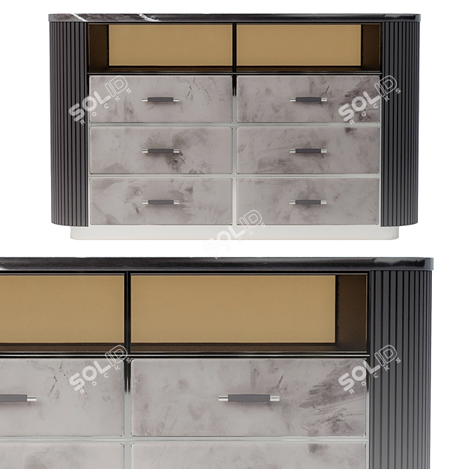 Classic Glass Front Wardrobe Island 3D model image 6