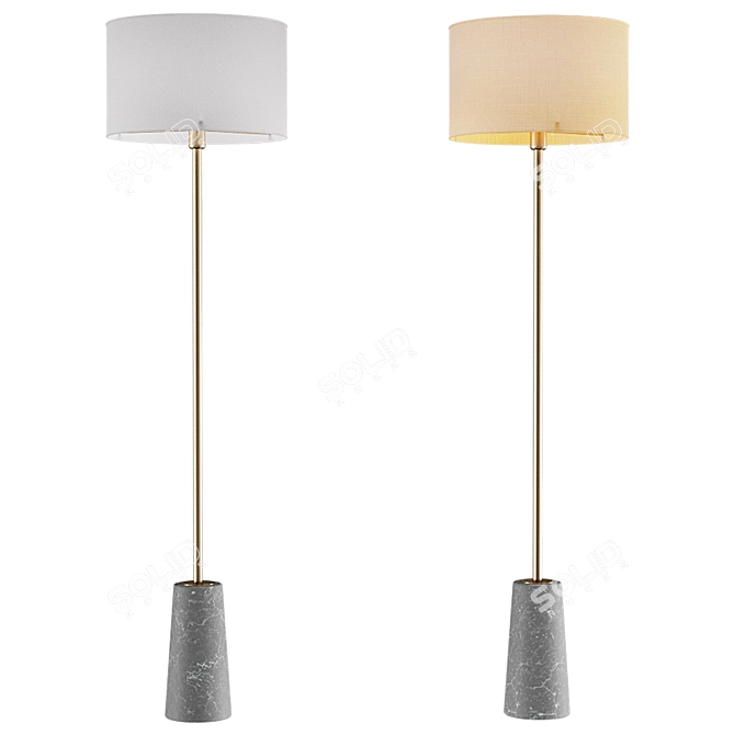 Scandi Marble Base Floor Lamp 3D model image 1