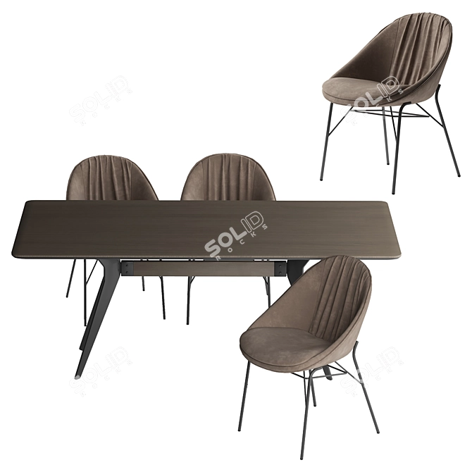 Tokyo Modern Dining Table 3D model image 2