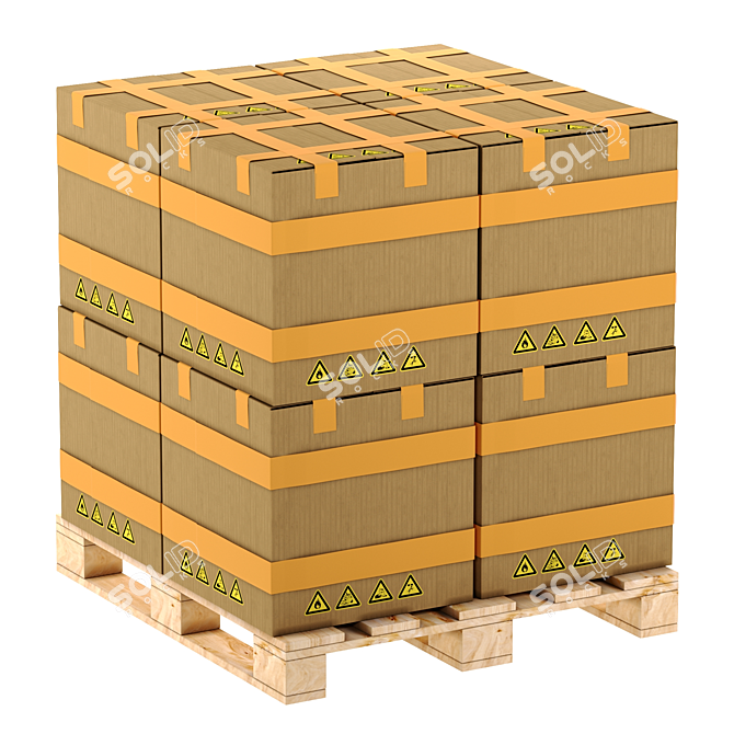 Palletized Cardboard Boxes: Efficient Storage Solution 3D model image 1