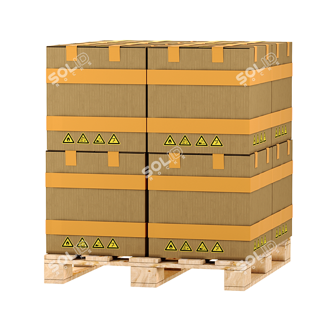 Palletized Cardboard Boxes: Efficient Storage Solution 3D model image 2