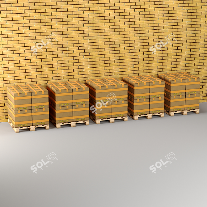 Palletized Cardboard Boxes: Efficient Storage Solution 3D model image 3