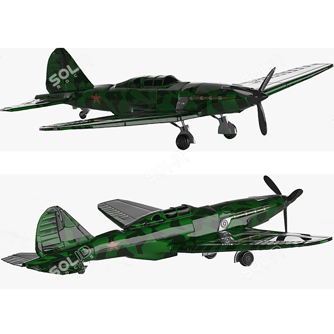 Soviet High Altitude Fighter: Sukhoi SU-1 3D model image 1