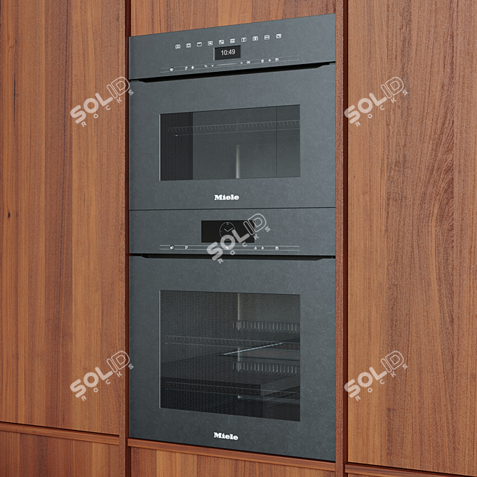 Elegant Wood Kitchen with Miele Appliances 3D model image 6