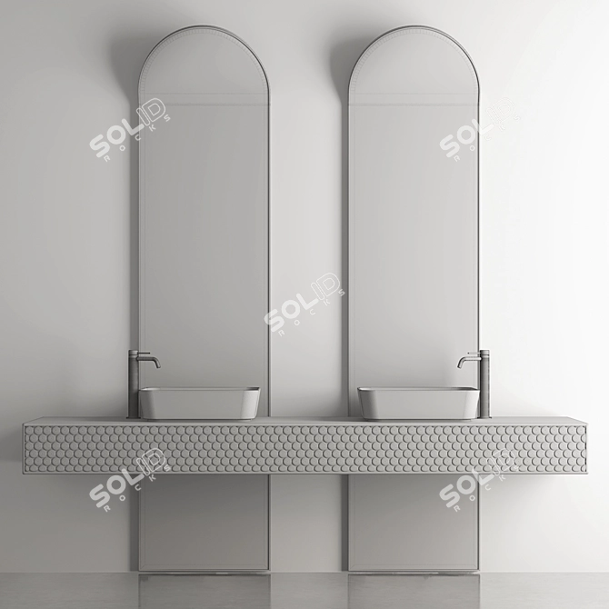 Sleek Bathroom Vanity Set | L: 2200mm 3D model image 1