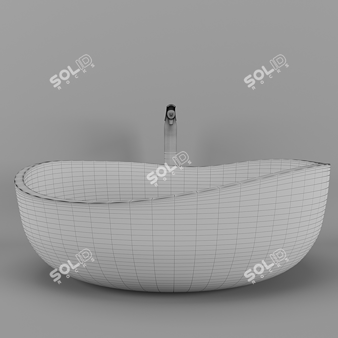 Stylish Oval Stone Resin Vessel 3D model image 3