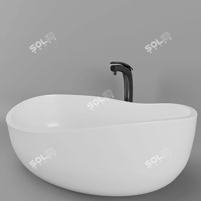 Stylish Oval Stone Resin Vessel 3D model image 5