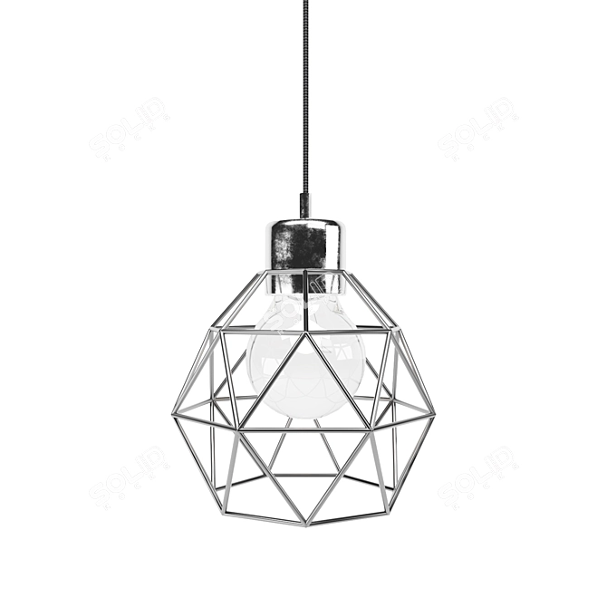 Modern Triple Pendant Lamp with Nickel Finish 3D model image 2