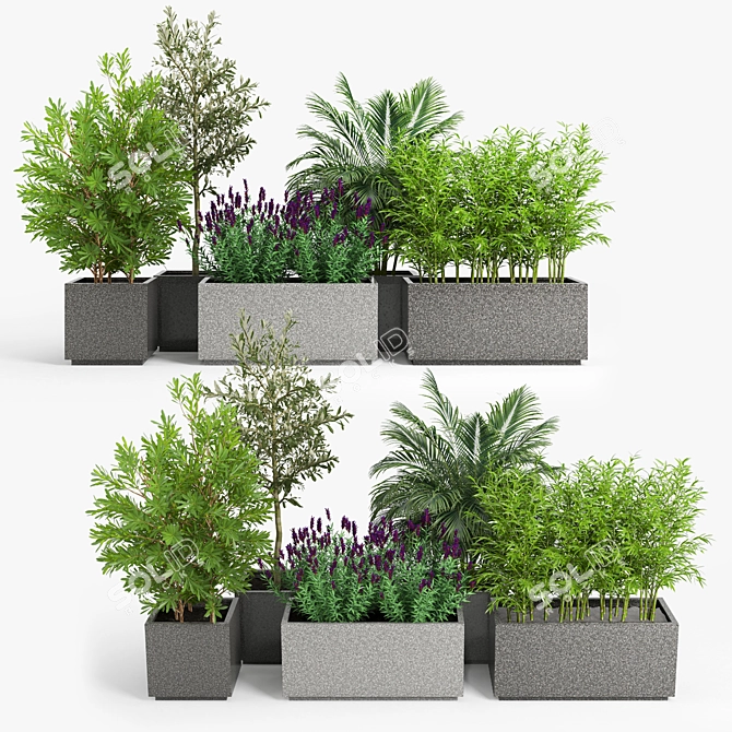 Modern Gray Rectangular Planter 3D model image 7