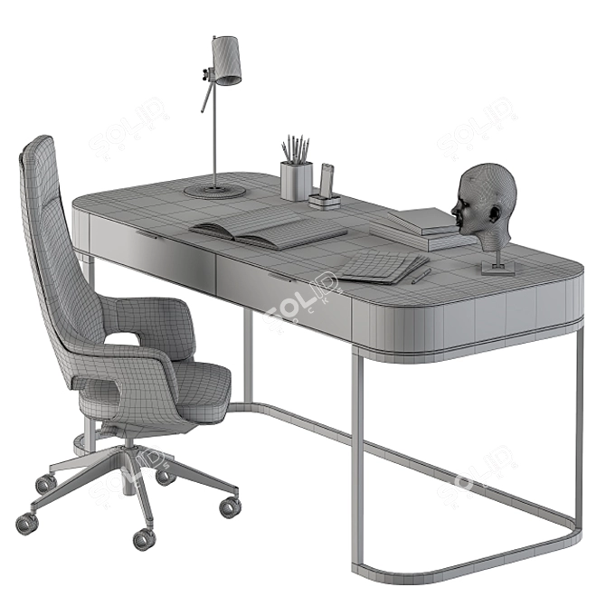Sleek Gray Writing Desk 3D model image 6