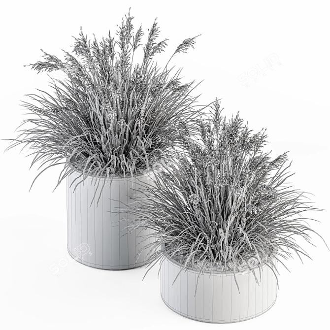 Grassy Delight: Outdoor Plant Set 3D model image 4