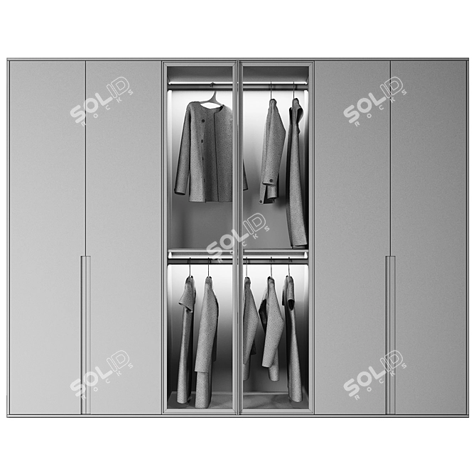 Modern Glass Front Wardrobe: Spacious & Sleek 3D model image 3