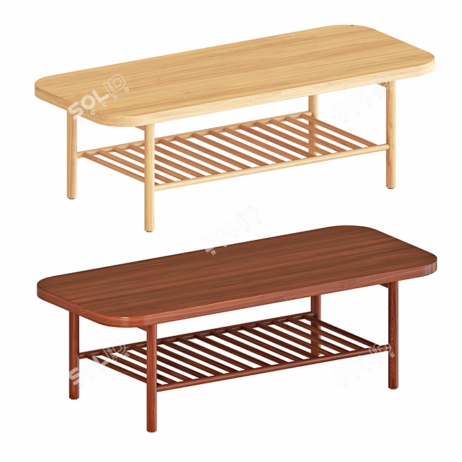 Modern White Oak Coffee Table 3D model image 1