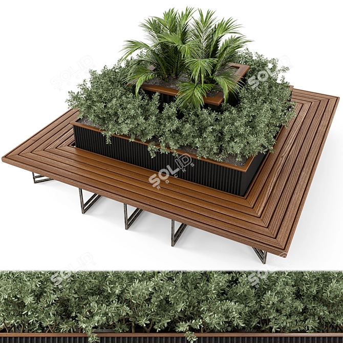 Outdoor Garden Set 180 - Bush and Tree 3D model image 2