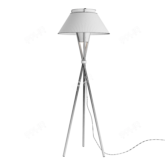 3-Upright Floor Lamp with Textile Shade 3D model image 2