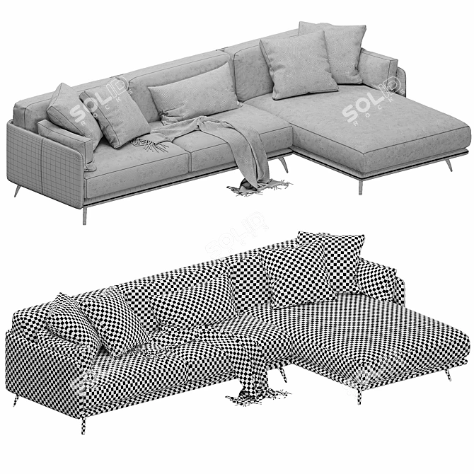 Elegant Ditre Krisby Chaise: Modern Comfort for Your Lounge 3D model image 4
