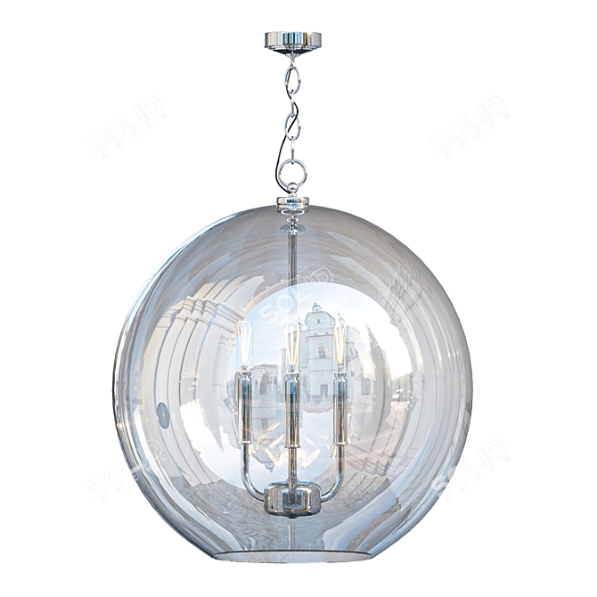 Elegant Clear Glass Chandelier 3D model image 1