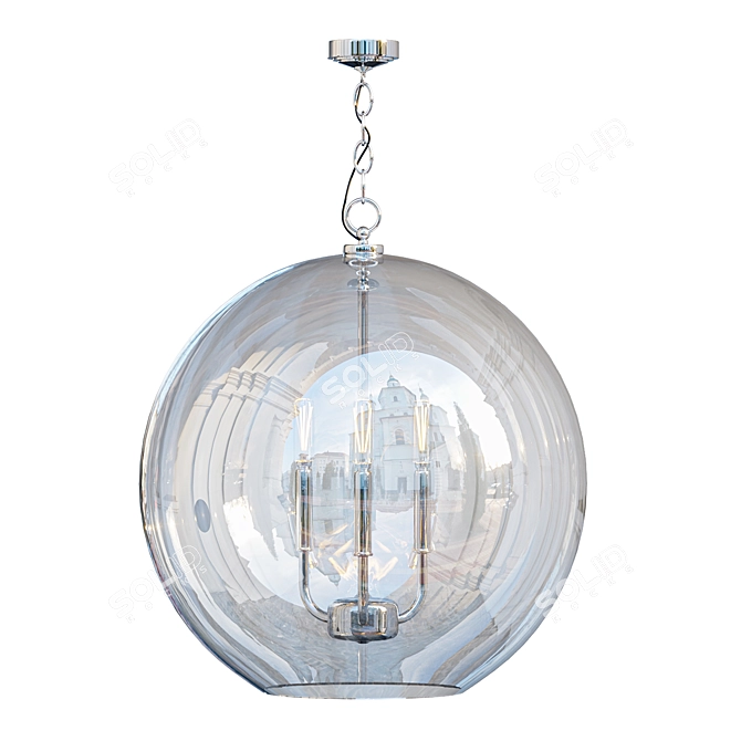 Elegant Clear Glass Chandelier 3D model image 3