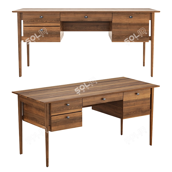 Modern Walnut Desk for Stylish Interiors 3D model image 1