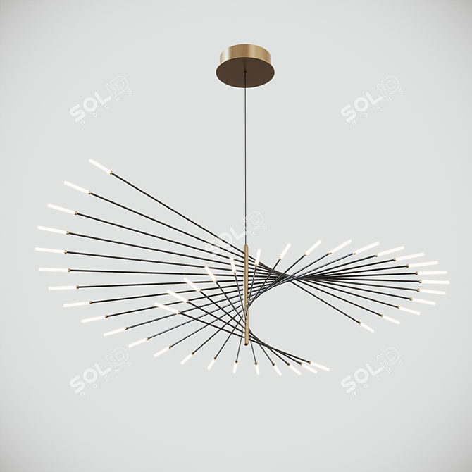 Elegant Henri Amber Chandelier 3D model image 2