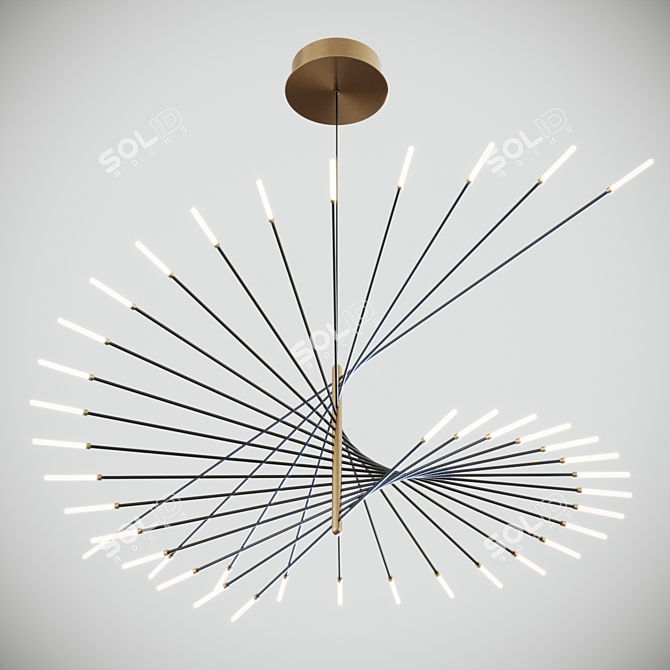 Elegant Henri Amber Chandelier 3D model image 4