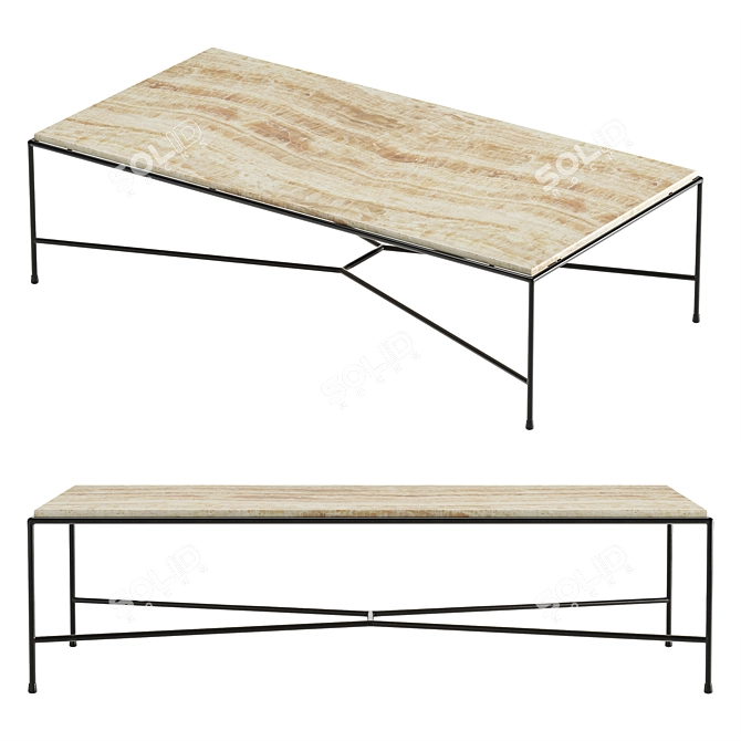 CB2 Travertine Coffee Table 3D model image 1