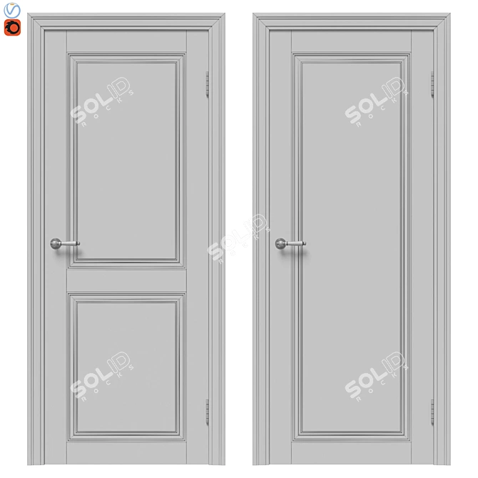 Elegant Classic Door Set 3D model image 2