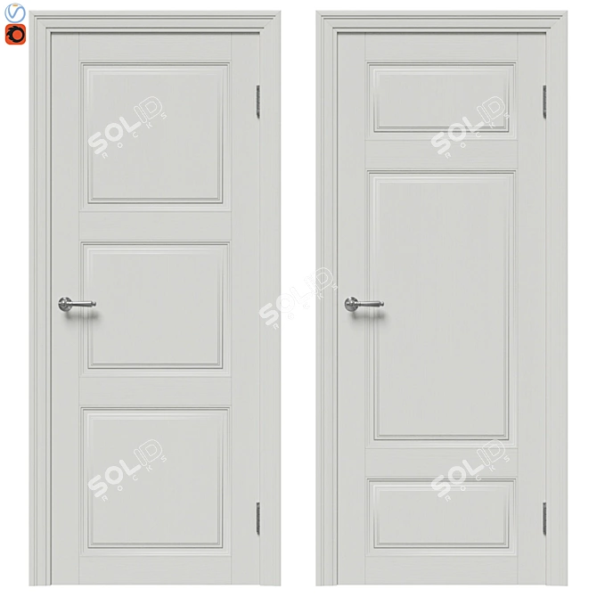 Title: Classic Door Set - Timeless Elegance 3D model image 1