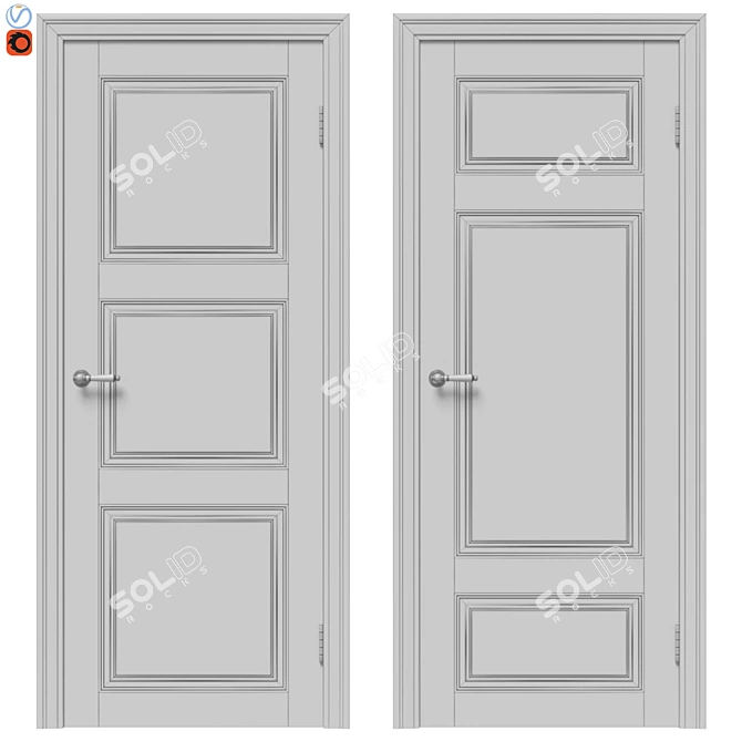Title: Classic Door Set - Timeless Elegance 3D model image 2