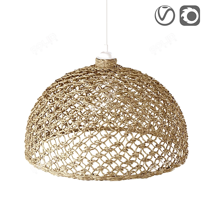 Handcrafted Banana Fiber Lampshade 3D model image 1