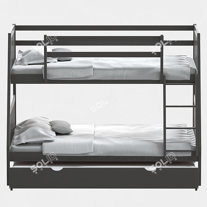 Sleek Lila Bunk Bed with Trundle 3D model image 4