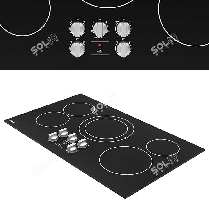  Sleek 36" Black Electric Cooktop 3D model image 1