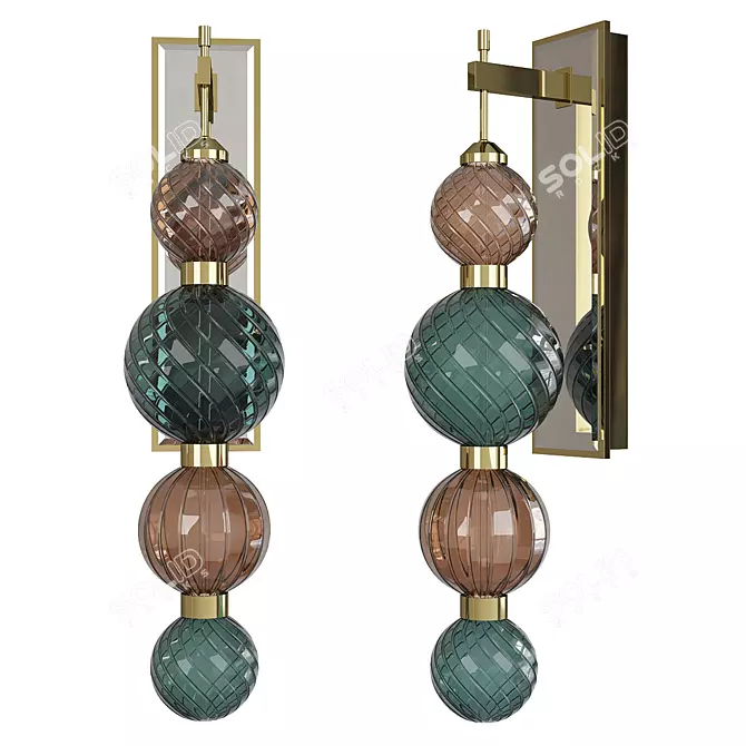 Metal Frame Spheres Wall Sconces 3D model image 1