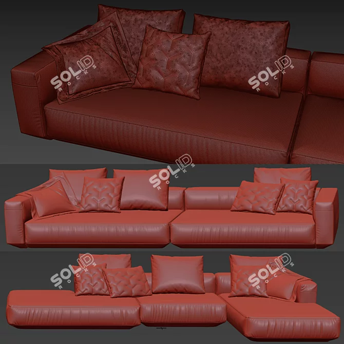 Zanotta Pianoalto Vol2: Modern Square Mesh Sofa 3D model image 6
