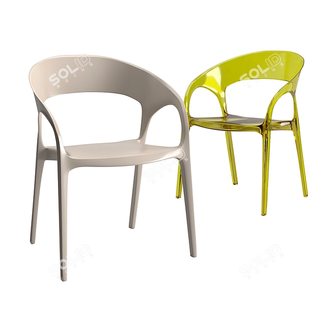 Sleek Stackable Gossip Chair 3D model image 1