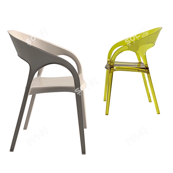 Sleek Stackable Gossip Chair 3D model image 2