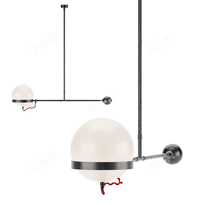 Retro Vision: Balancing Globe Pendant 3D model image 1