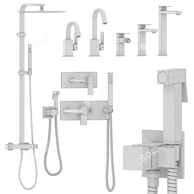 Elegant Paffoni Elle Collection: Complete Bathroom Set 3D model image 2