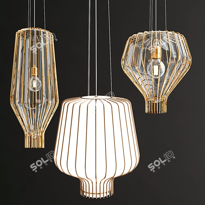 Sleek Glass Pendant Lights: SAYA Collection 3D model image 1