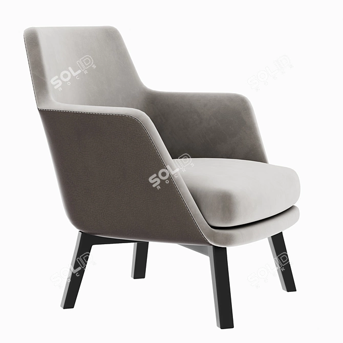 Cullen Modern Metal Sofa with Leather and Fabric Upholstery 3D model image 2