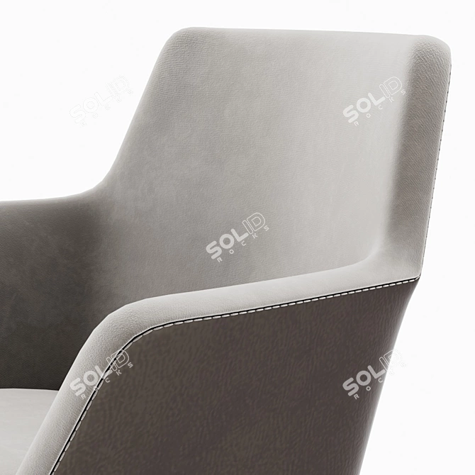 Cullen Modern Metal Sofa with Leather and Fabric Upholstery 3D model image 3