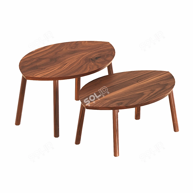 Walnut Veneer Nesting Tables 3D model image 2