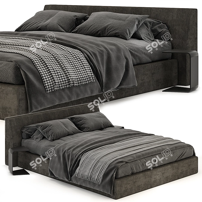 Contemporary Gray Bed: Minimalistic Design, High Quality 3D model image 1