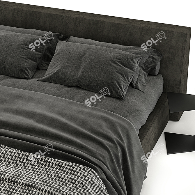 Contemporary Gray Bed: Minimalistic Design, High Quality 3D model image 2