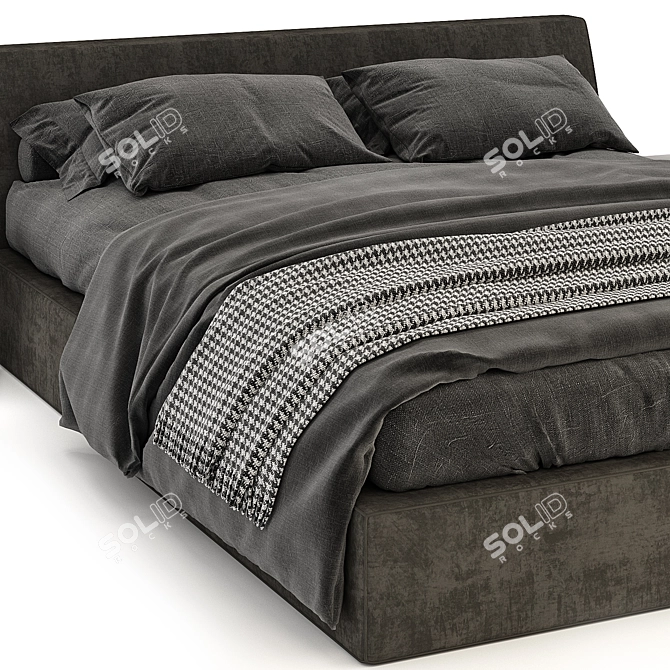 Contemporary Gray Bed: Minimalistic Design, High Quality 3D model image 3