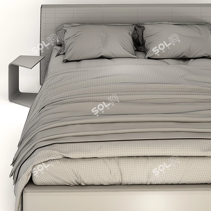 Contemporary Gray Bed: Minimalistic Design, High Quality 3D model image 4