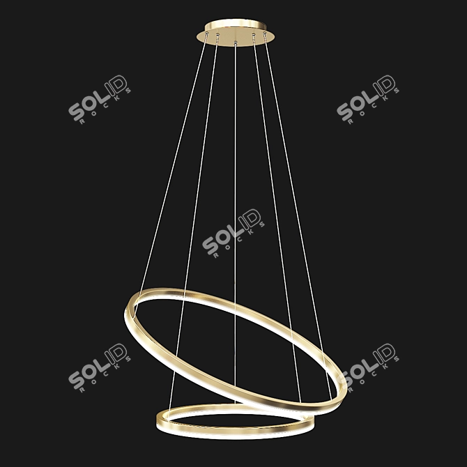 Golden Halo LED Pendant 3D model image 1