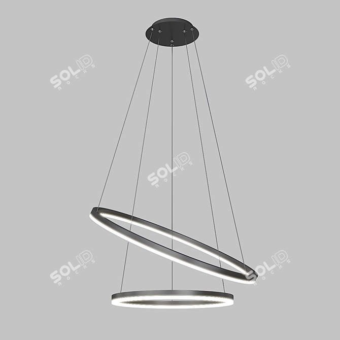 Golden Halo LED Pendant 3D model image 2