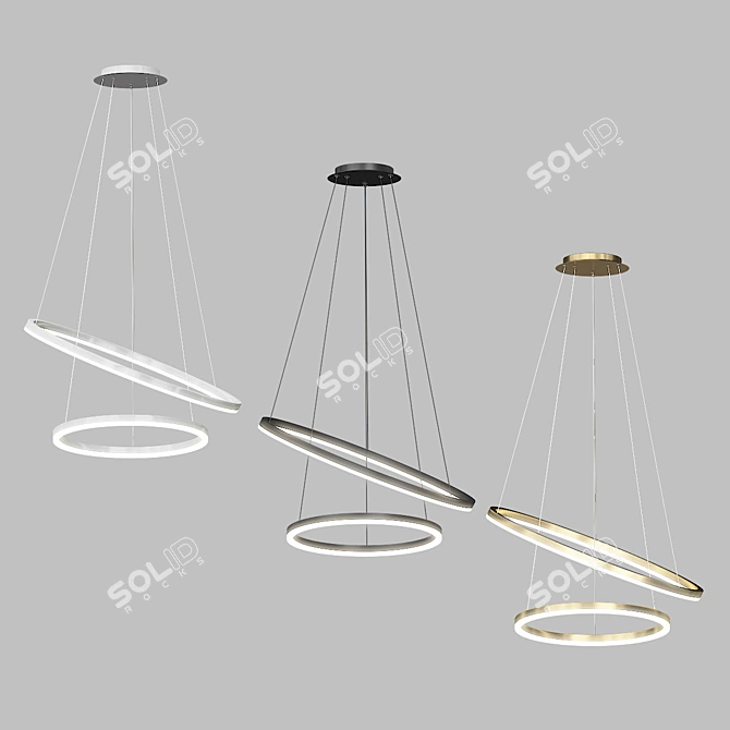 Golden Halo LED Pendant 3D model image 3