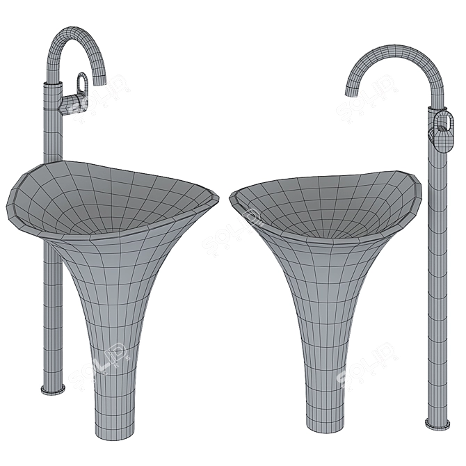 Title: Elegant Porcelain Pedestal Sink 3D model image 3